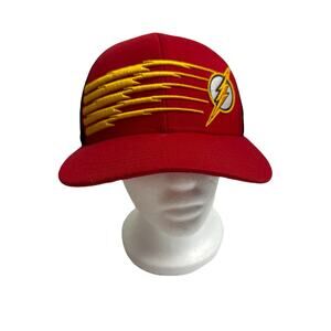The Flash DC Comics Red Mesh SnapBack Hat Cap One Size Adult Yellow Lightning